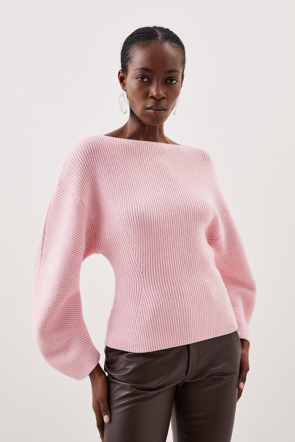 Viscose Blend Round Sleeve Knit Sweater | Karen Millen